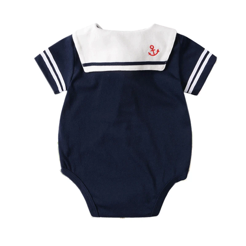 2019 الصيف طفل رومبير الفتيات بأكمام قصيرة اللباس القطن الوليد رومبير الأولاد ملابس الفتيات بدلة للجسم الطفل البحرية بحار زي