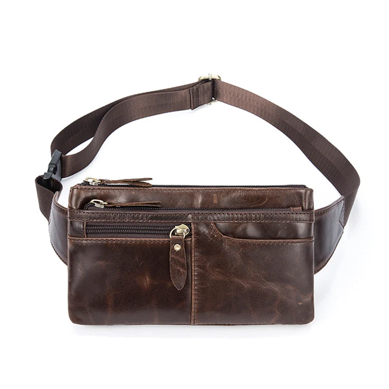 Genuine Leather Men Waist Packs Pack Belt Bag Phone Pouch Bags Travel
