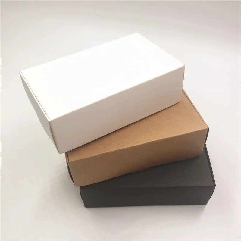 

12Pcs/Lot Kraft Paper Boxes Nice Pure White/Black/Brown Kraft Boxes Party Candy Cookies Gift Packaging Boxes