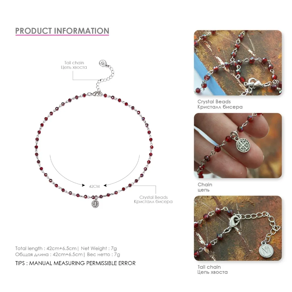 eManco 4 Crystal Beads Choker Necklace Simulated Pearl Beads Chain Necklace Mutil Color Alloy Pendant Bohemia Gift For Woman