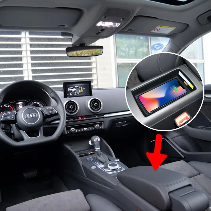 

Joyeauto Aftermarket OEM Fast Wireless Charger A3 2014-2019 Car Quick Charger Retrofit in the Armrest Box For Audi