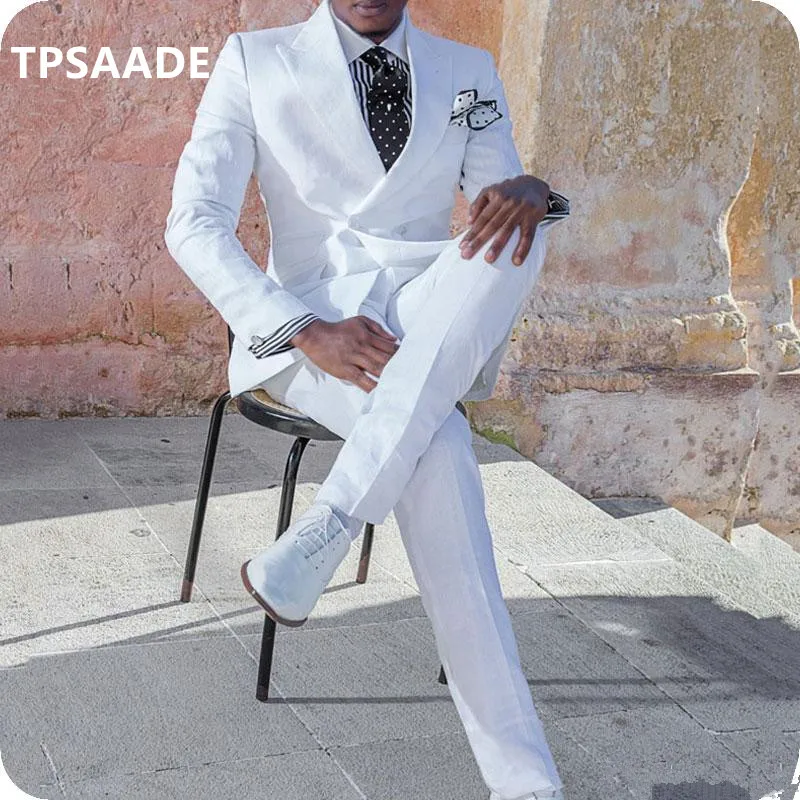 mens white linen pants suit