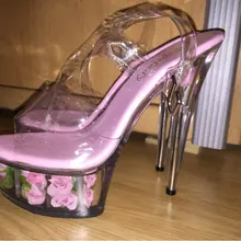 Романтические сандалии с кристаллами розы, сценическая звезда делает фотографии танцевальной обуви на высоком каблуке 15 см