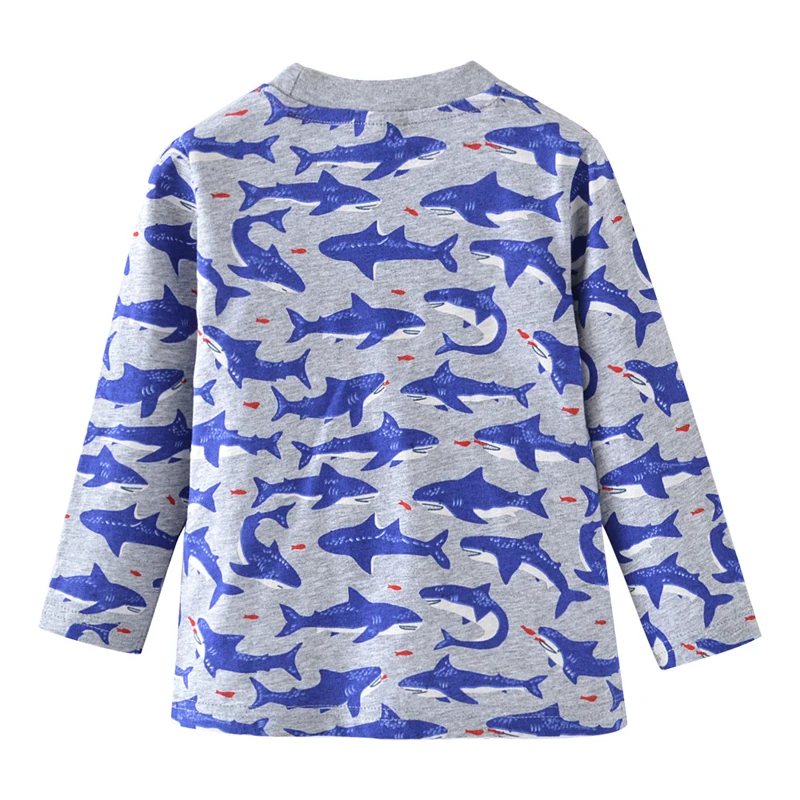 SAILEROAD/детская одежда с карманами и принтом акулы для мальчиков, футболка с длинными рукавами новые детские рубашки Весна, детские топы, одежда От 2 до 7 лет
