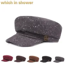 Винтажные шерстяные военные шляпы для женщин Повседневная Женская Ретро теплая зимняя военная шапка в горошек шерстяная Матросская шляпа армейская Кепка кость