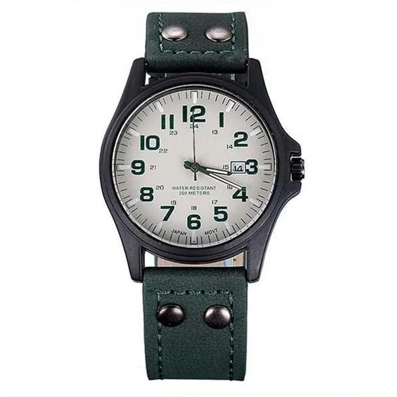 

Men's Fashion Casual Sport Watches Men Military Leather Band Quartz Wrist Watch Relogio Masculino