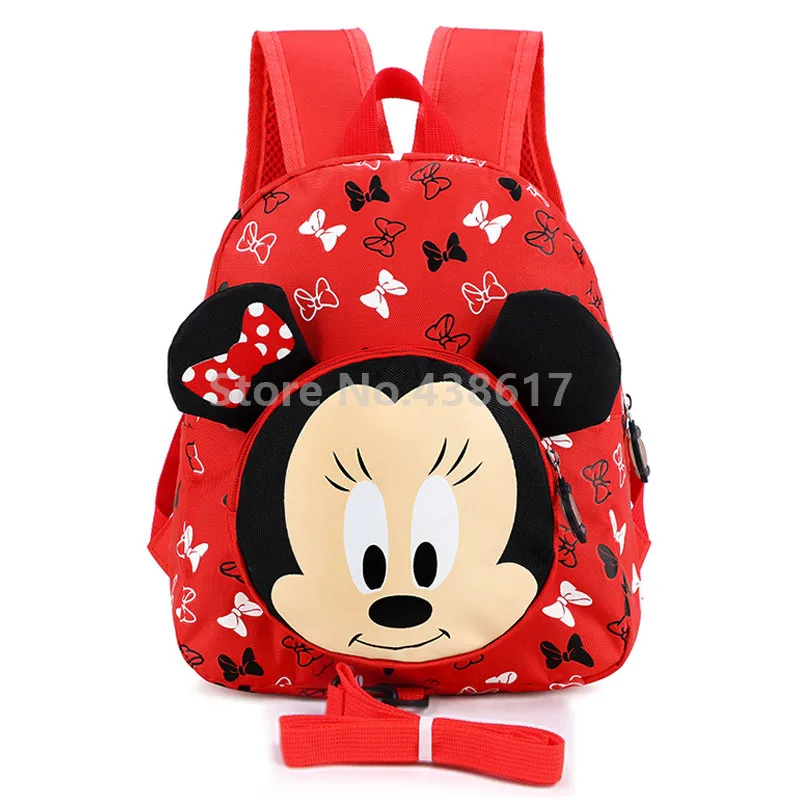 

Cute Red Minnie Kids Toddler Anti-lost Backpack with Safety Harness Leash Bags for Girls Kindergarten Preschool School Bag