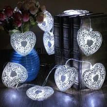 10LED Battery Operated Heart Shaped Christmas String Light Festival Party Wedding Decor Indoor/Outdoor Warm White Fairy Light