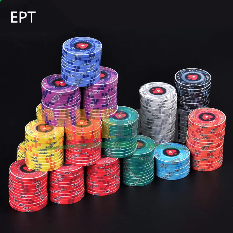 5pieces/lot Ept Poker Chips Ceramic Material Fancy Poker Chips Upscale Casino Chip Set Pokerstars Professional Game - Poker Chips -