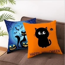 Cute Cat Halloween Decoration Pillow Case Happy Birthday Sofa Cushion Cover Case Xmas Party Pillowcase Gifts