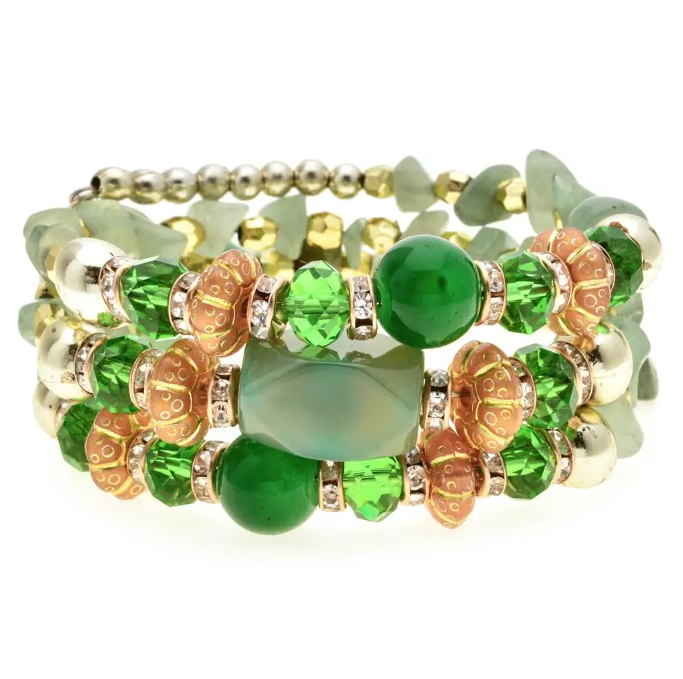 LUBINGSHINE, богемные женские браслеты с кристаллами и камнями, женские регулируемые Многослойные браслеты, подарок для жены, ювелирные изделия - Окраска металла: B