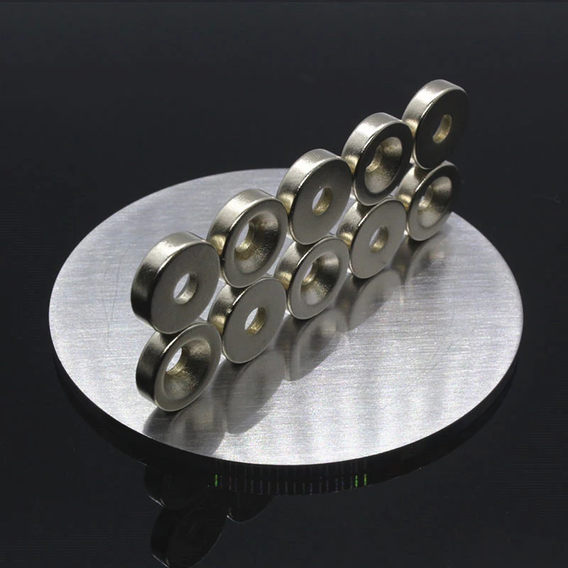 Anpro 10*3mm N52 5*3mm N35 Round Counterbore NdFeB Magnet Ring Hole 3MM Magnet Phone Holder Strong Magnet Disc