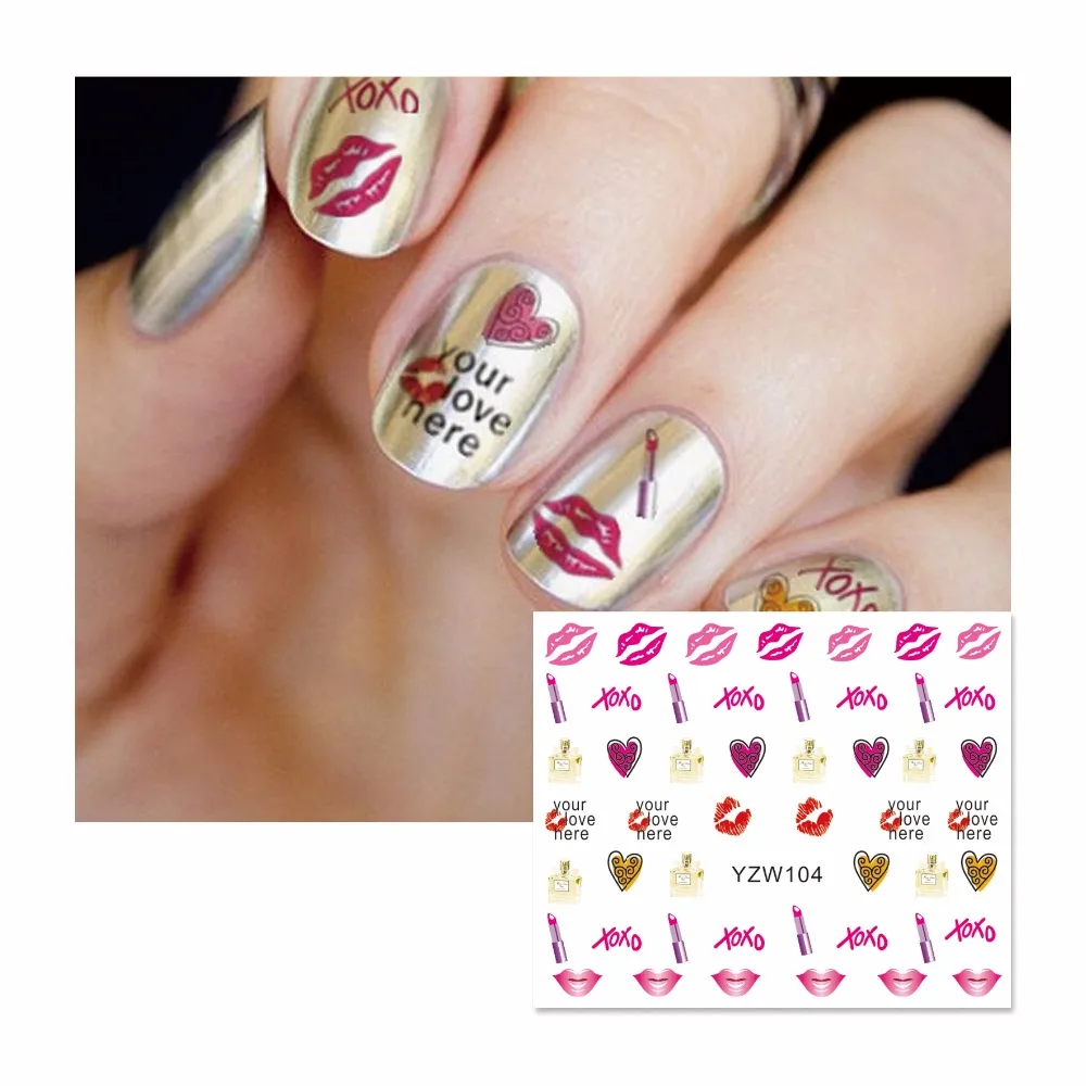 

LCJ Fashion Cartoon Designs DIY Decals Nails Art Water Transfer Printing Stickers For Manicure Salon 104
