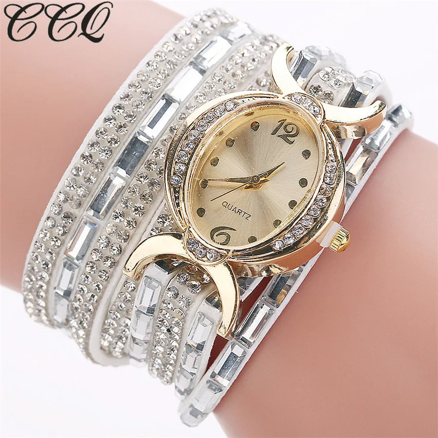 

CCQ Brand Fashion Women Watches Gold Crystal Oval Dial Dress Bracelet Watch Casual Square Diamond Luxury Ladies Watch Clock
