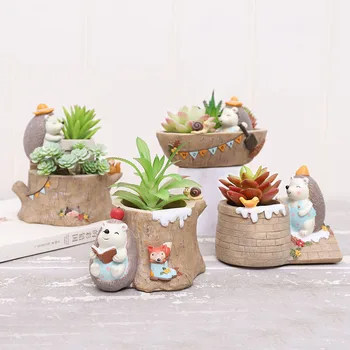 

Succulent Plant Pot Creative Resin Cute Cartoon Flower Planter Mini Flowerpot Home Garden Bonsai Pots Office Desktop Decor