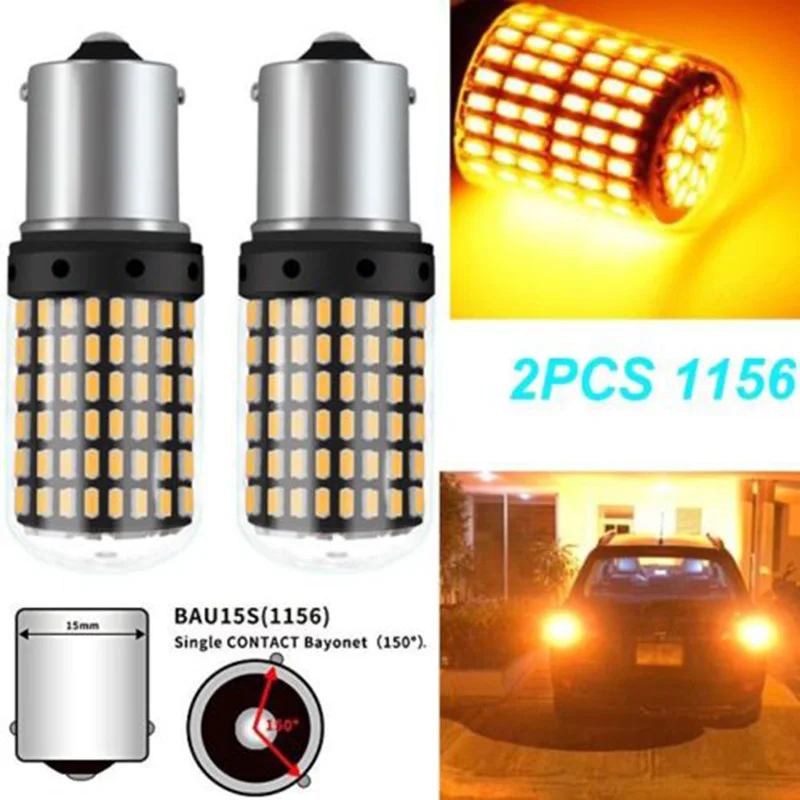 2x12 V 1156 144SMD BAU15S PY21W 3000K Желтый авто светодиодный поворотник Светильник лампы