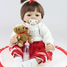 55 см Reborn Baby Doll мягкий силиконовый реалистичные игрушка в подарок Дети Рождество присутствует розовый Pricess Куклы Подставки для фотографий Куклы