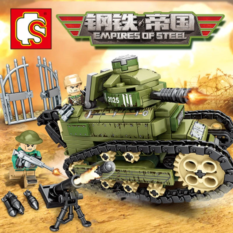 Новая серия senbo steel empire 101269 Renault ft 17 Танк мальчик положить мелкие частицы