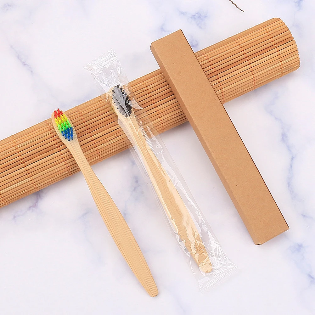 5pcs Child Natural Eco Friendly Soft Bristle Bamboo Handle Toothbrush Set Wooden Toothbrush Dental Toothbrush Kraft 5