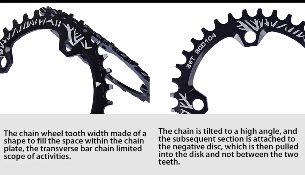 BXT MTB Кривошип горного велосипеда Звездочка узкая широкая Цепь 32 T/34 T/36 T/38 T сплав велосипед Кривошип 104BCD одна пластина часть цикла