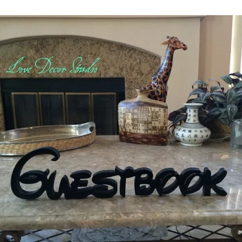 

wedding reception Guestbook sign unpainted, Guest Bookscript letters, Wedding decoration, curved letters