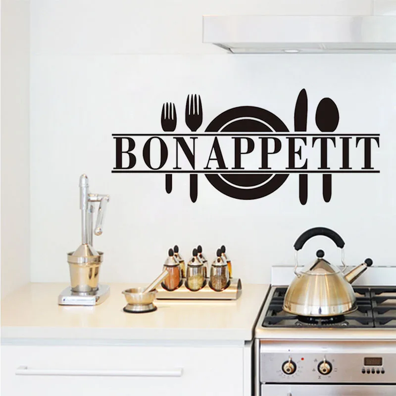 Пища Bon Appetit наклейки на стену для украшения кухни съемные виниловые Adesivo