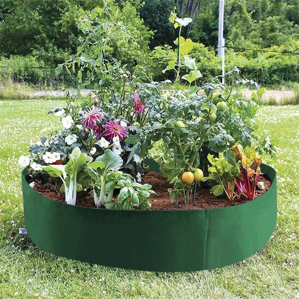 

Round Raised Plant Bed Garden Flower Planter Elevated Breathable Felt Fabric Vegetable Box Nursery Production Planting Grow Bag