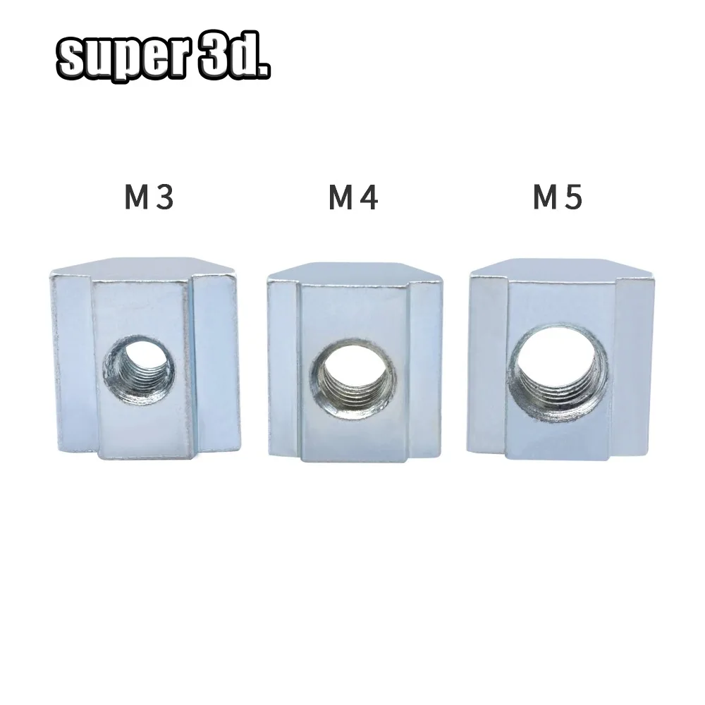 

50/20/10pcs Zinc Plate Coated M3 M4 M5T Block T Sliding Nut for Aluminum Profile 2020 Aluminum Profile Slot 6 Connector Accessor
