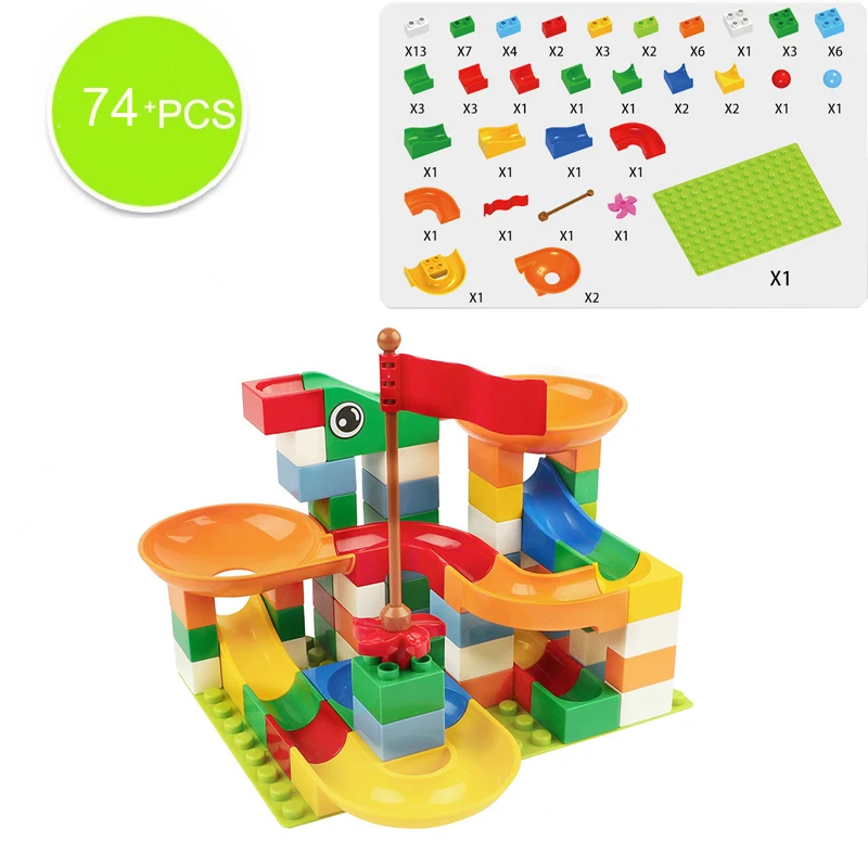 74-296 PCS الرخام سباق تشغيل متاهة الكرة المسار اللبنات ABS قمع الشريحة تجميع الطوب متوافق LegoINGlys Duploe كتل