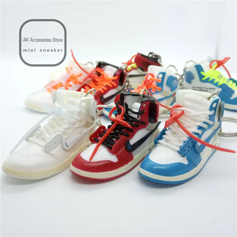 

Free Shipping Off White Chicago/UNC/WHITE 3D Mini Sneaker Keychians pendant Dropshipping AK Store