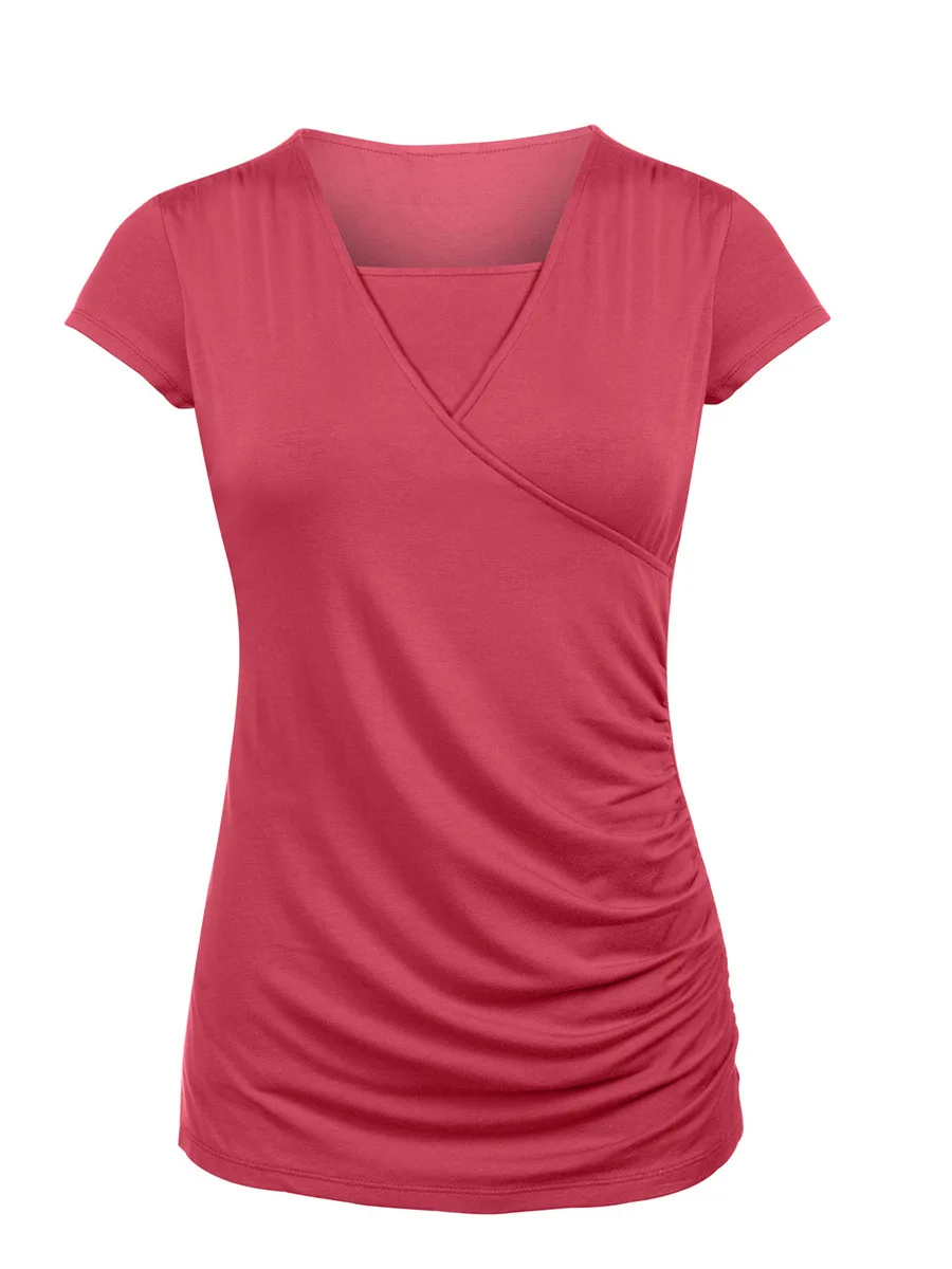 Short Sleeve Maternity Nursing Tops Pregnancy Breastfeeding Tees Shirt Clothes For Pregnant Women Wear Feeding Top Clothing