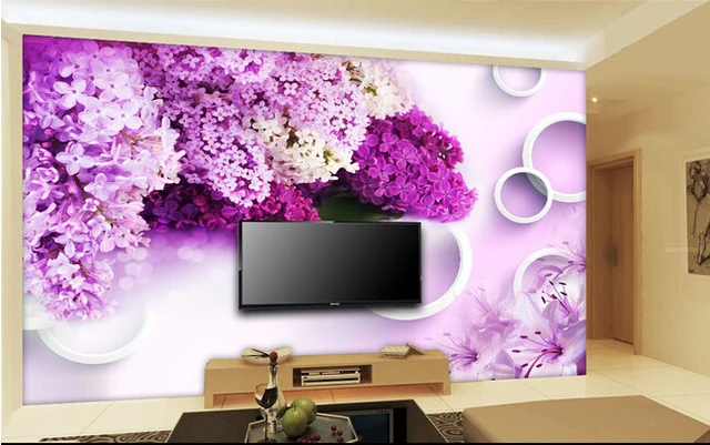 Paling Por Mural Besar Modern Simple Purple Lavender Dinding Paling Por Mural Besar Modern Simple Purple Lavender Dinding Kertas Ruang Tamu Sofa