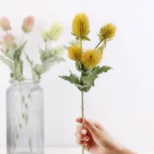 1PCS 5 buds Artificial flowers Three Colour Nice Thistle for Merry Cristmas Wedding Decoration Flower  Home Party Decoration
