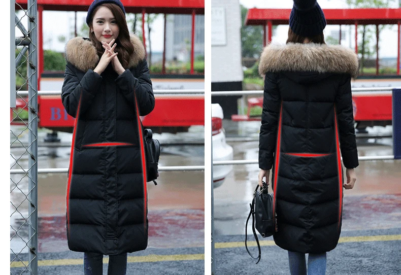 Perfect Winter women down coat 2018 fashion new solid color mid-long hooded fur collar Thickening High-end warm female down jacket ll811 2