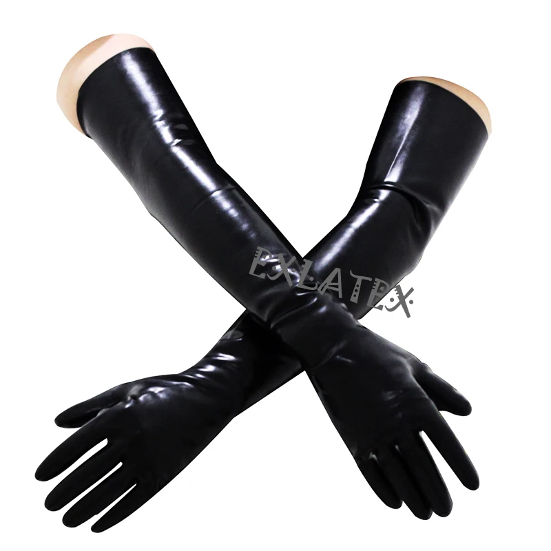 Latex Gloves Unisex Mittens Long Sleeve Gloves Latex Rubber Red Long Gloves Club Outfits Fetish Plus Size  57cm Fitness Glove (1)
