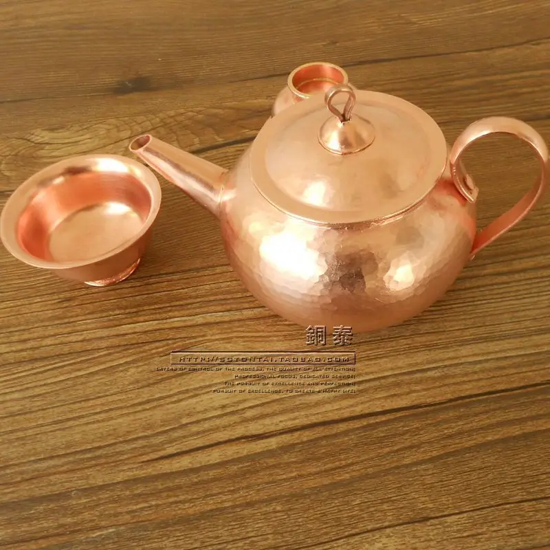 

Pure Copper Tea Kettle Teapot with Lid Handle Small Exquisite Thick Handmade Purple Gift