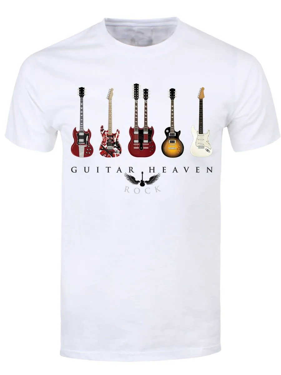 Гитара небо классический рок тяжелый металл музыка футболка для мужчин хлопок футболка США Размеры S-3XL - Цвет: white