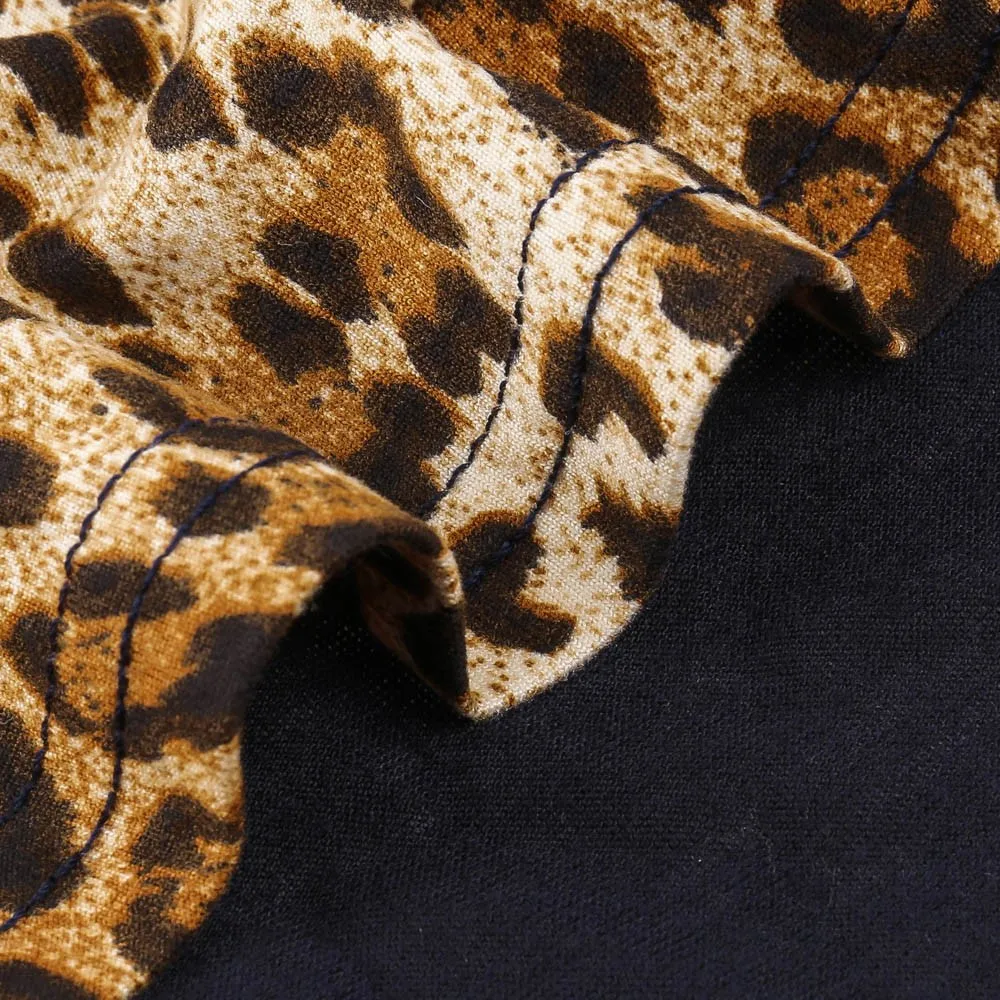 Moda T camisa mujeres Camiseta de rayas de manga larga con estampado de leopardo de bloque de Color Tops camiseta Camisetas Mujer # A1 Moda T camisa mujeres Camiseta de rayas de manga larga con estampado de leopardo de bloque de Color Tops camiseta Camisetas Mujer # A1