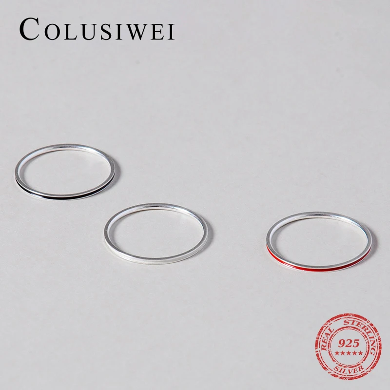 Colusiwei Новый стиль 925 стерлингового серебра Эмаль Шарм простые кольца 3 Цвет модное
