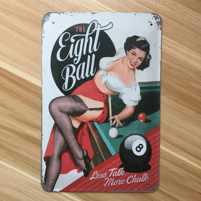 

New arrival XD180 "Billiards Girl" Vintage Metal Painting tin sign Bar pub Wallpaper Decor Retro Mural Poster Craft 20X30 CM