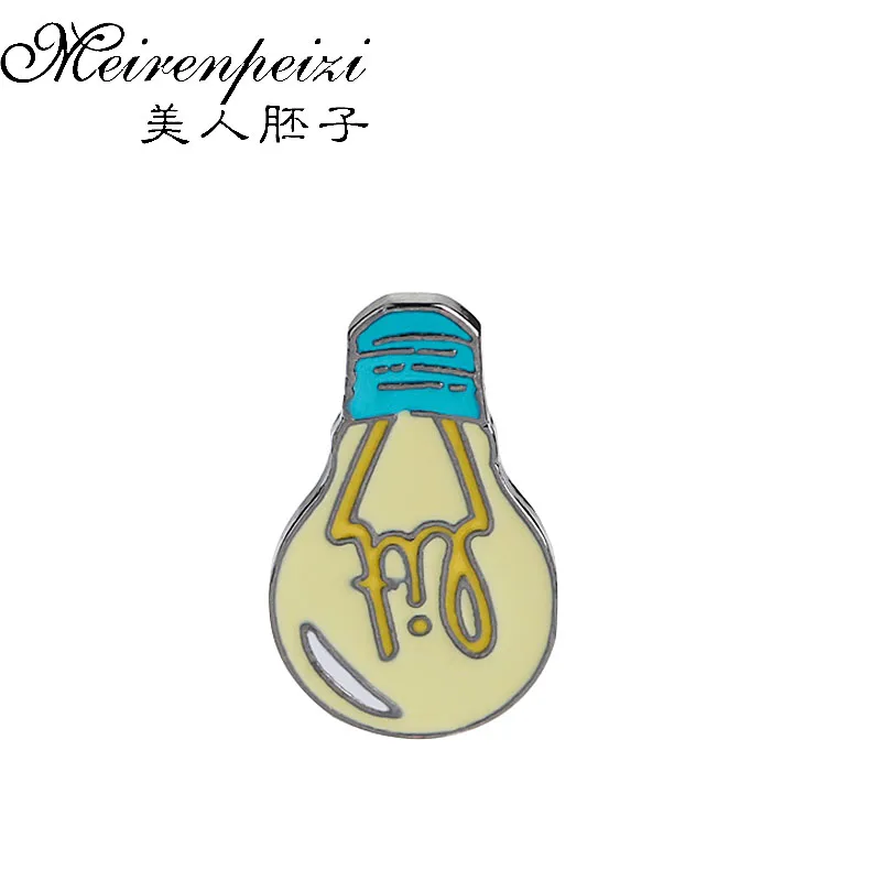 

Cartoon Enamel Brooches Pins Lit Light Bulb Denim Lapel Collar Pin Button Brooch Badge Fashion Jewelry Gift For Kids