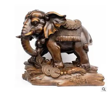 

38*23*32cm Lucky elephant living room animal living room porch fucai elephant places creative decoration Home sculpture statue