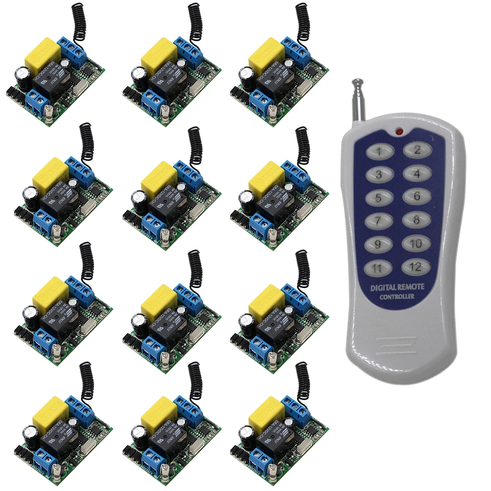 AC 220V Wireless Remote Control Switch Remote Switch System 1CH Relay Module Receiver & 12CH Transmittter Smart Home 315/433Mhz AC 220V Wireless Remote Control Switch Remote Switch System 1CH Relay Module Receiver & 12CH Transmittter Smart Home 315/433Mhz