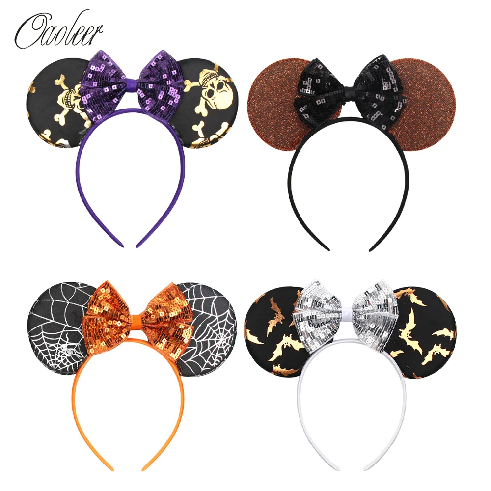 

Oaoleer Hair Accessories Halloween Headbands for Girls Sequin Ears Hair Bands Pattern Printed Orange Hair Hoop for Kids Headwear