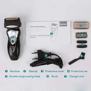 

Kemei Km-8008 Rechargeable Electric Shaver 3d Beard Shaver Barbeador Face Care Electric Razor Men Shaving Machine Trimmer