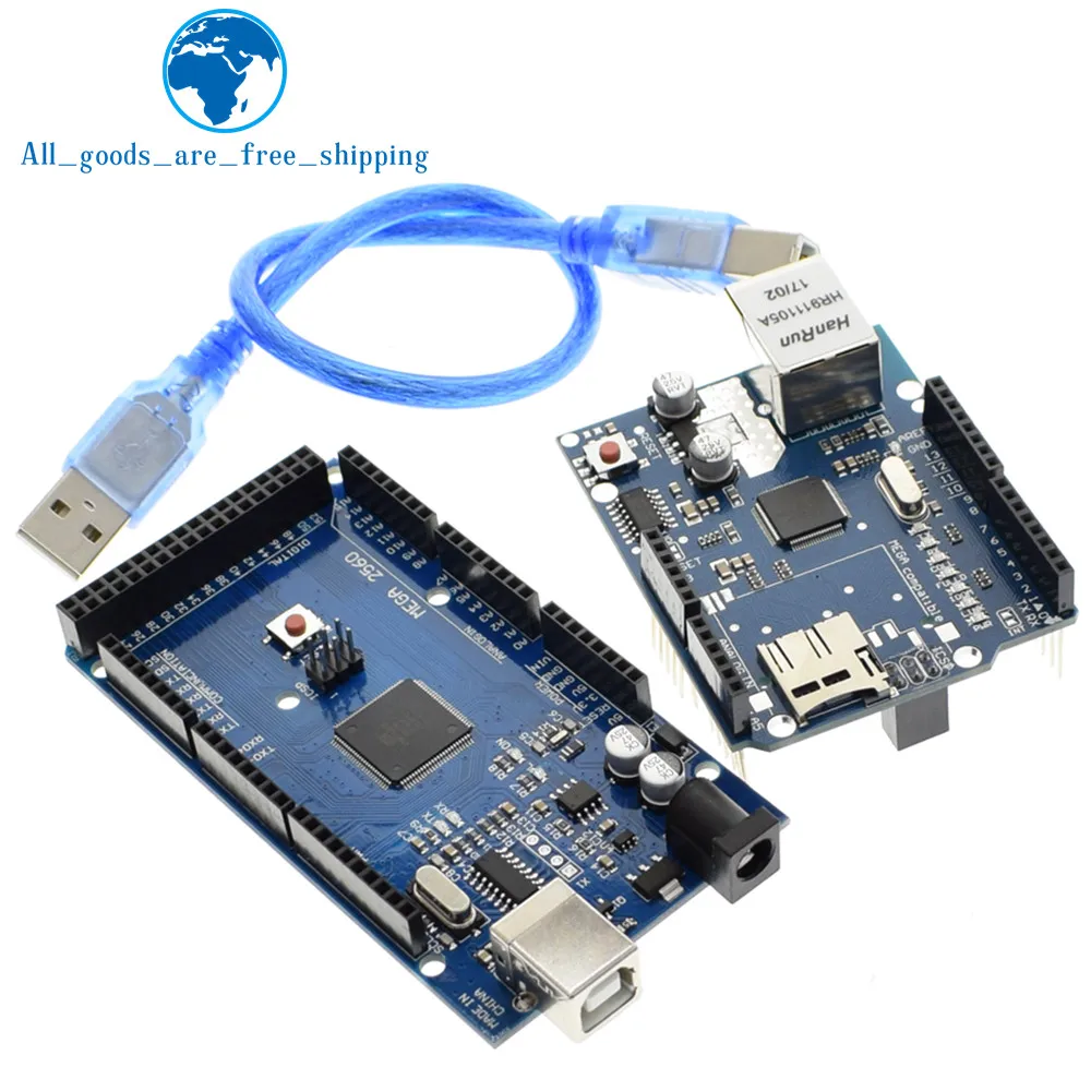 

TZT UNO Ethernet W5100 network expansion board SD card Shield for arduino with Mega 2560 R3 Mega2560 REV3