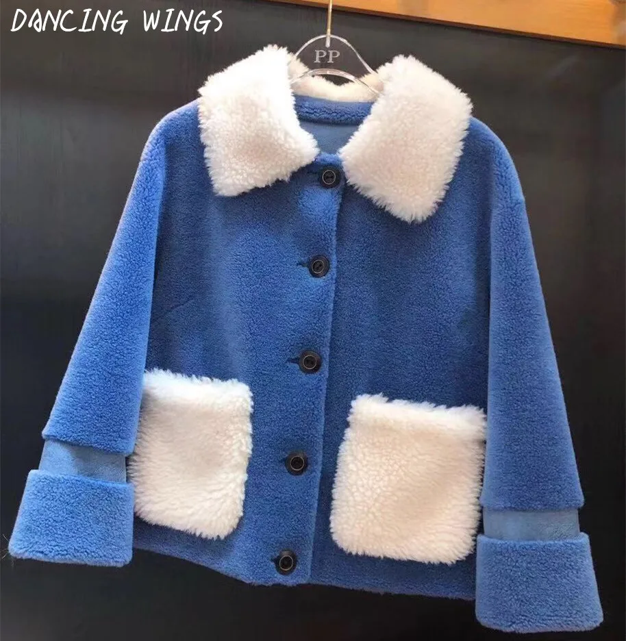 Bean Lana Rosso A Blu Corti Pecora Shearling Modo Di Monopetto Del q6ndwXXga