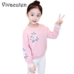 Осенняя одежда для малышей Футболка с длинными рукавами для девочек Весенние футболки для девочек Детские рубашки из хлопка топы