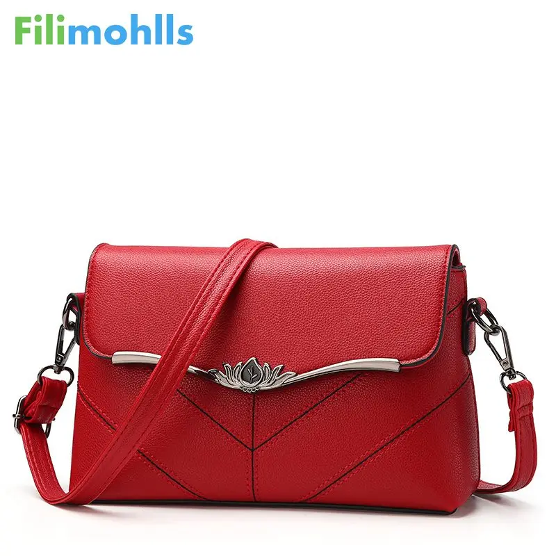 New Korean Women Solid Color Handbags Simple Casual Leather Messenger