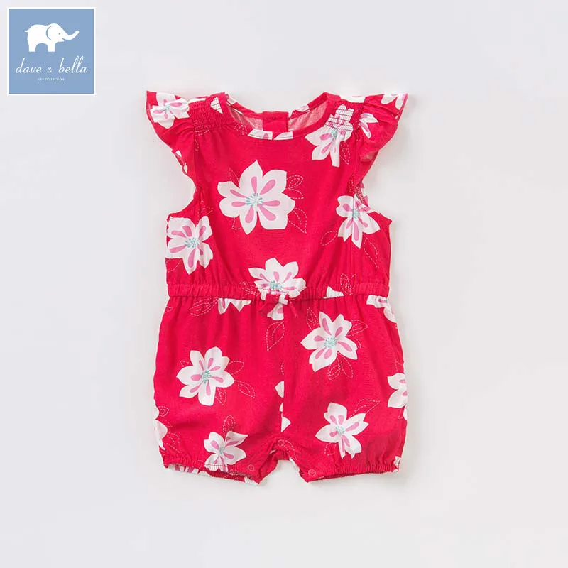 

Dave bella newborn cute baby girls floral jumpsuits children O-neck 100% cotton clothing baby rompers DBA6552